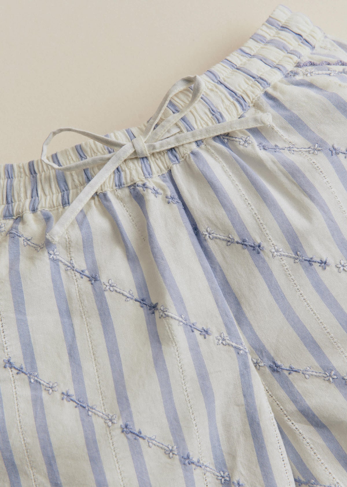 Short Coralie - Rayures Lavande Broderie