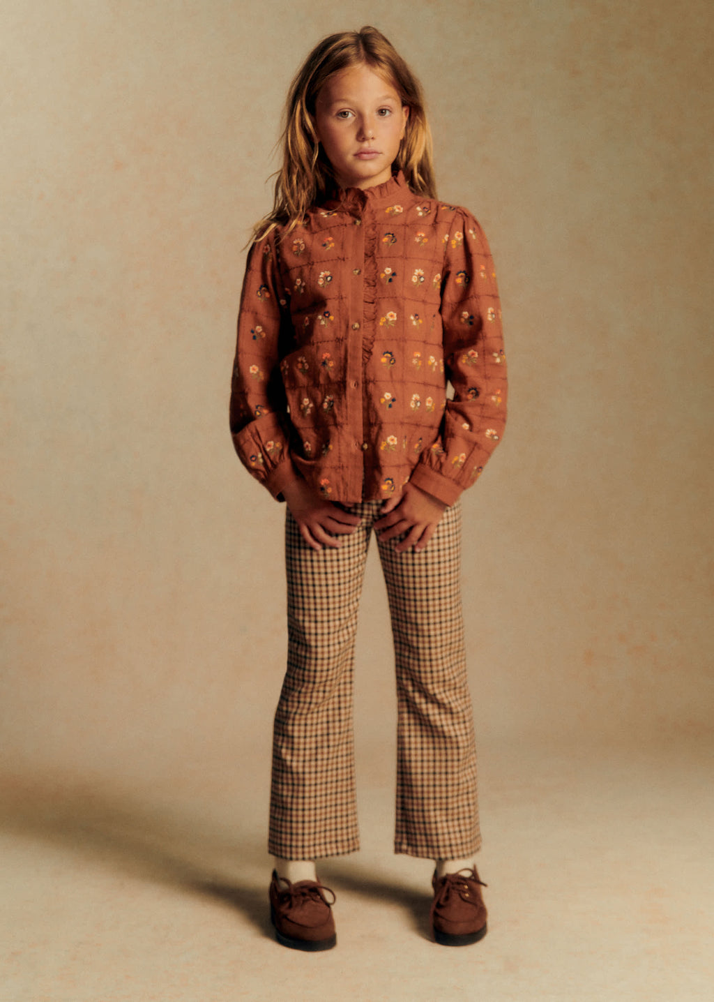 Pantalon Ciara - Carreaux Camel Beige et Noir