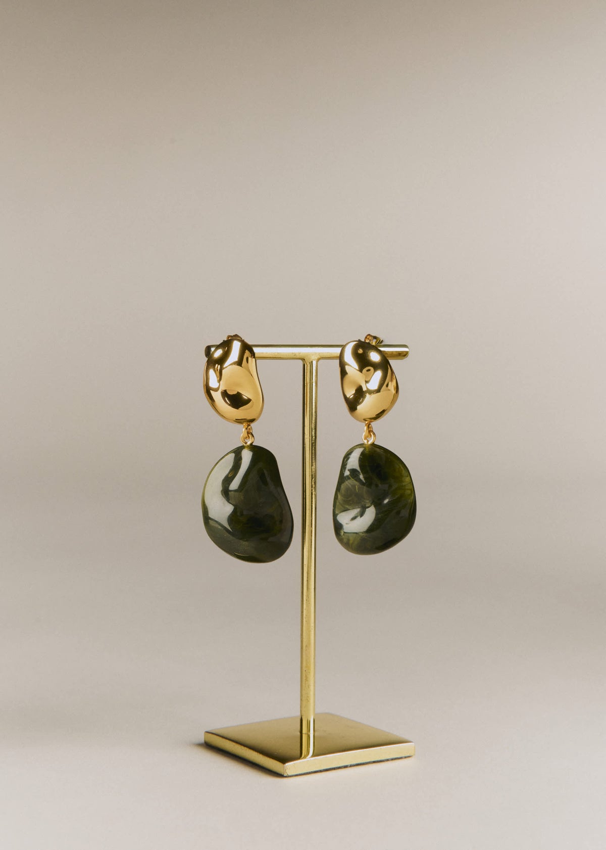 Boucles d'oreilles Solene - Kaki Doré