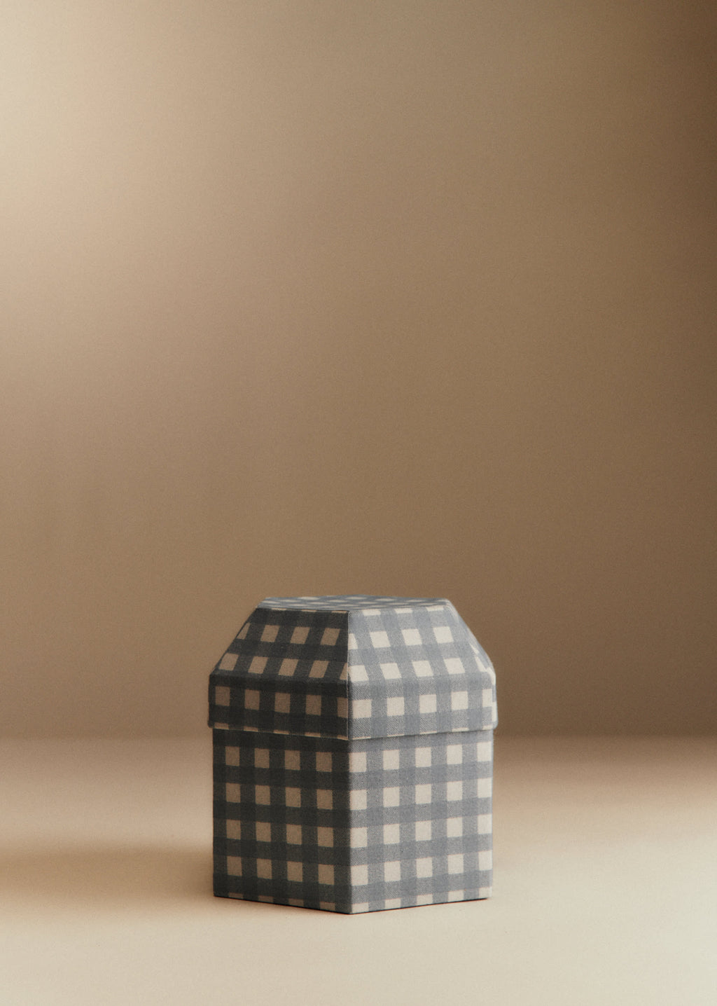 Boîte rangement octogonale - Carreaux Bleu et Ecru