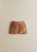Short Rachelle - Broderie Contrastée Fond Marron