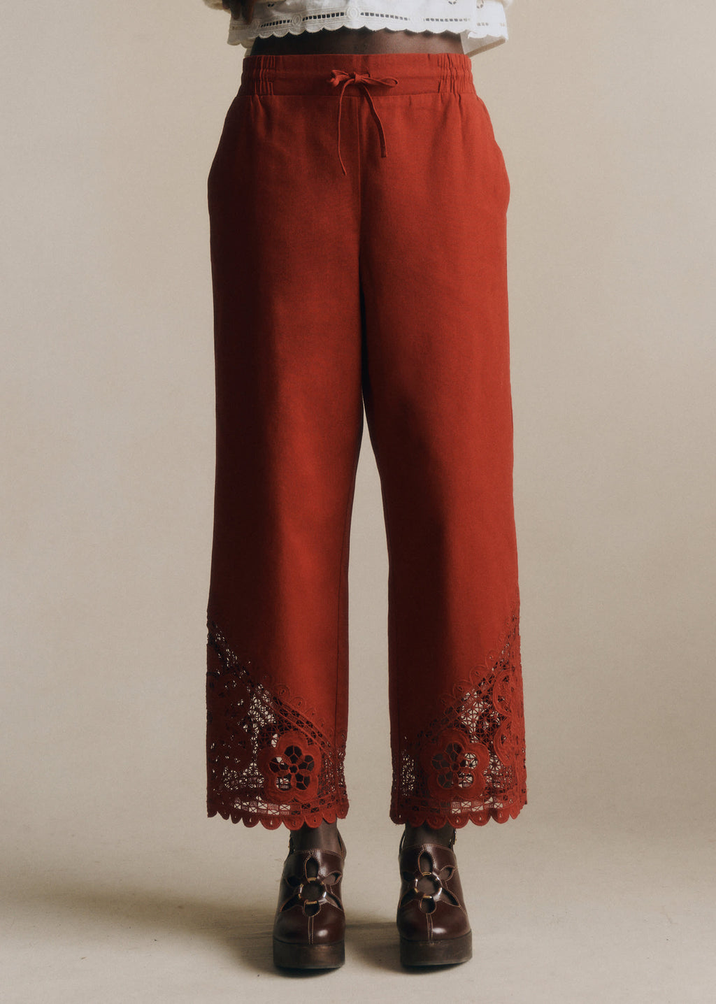 Pantalon Bruce - Sézane x SEA NY - Broderie Unie Bordeaux