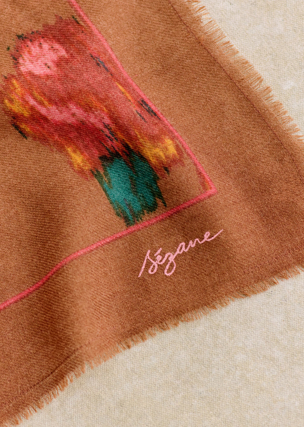 Foulard Maryse - Fleurs chinées fond café