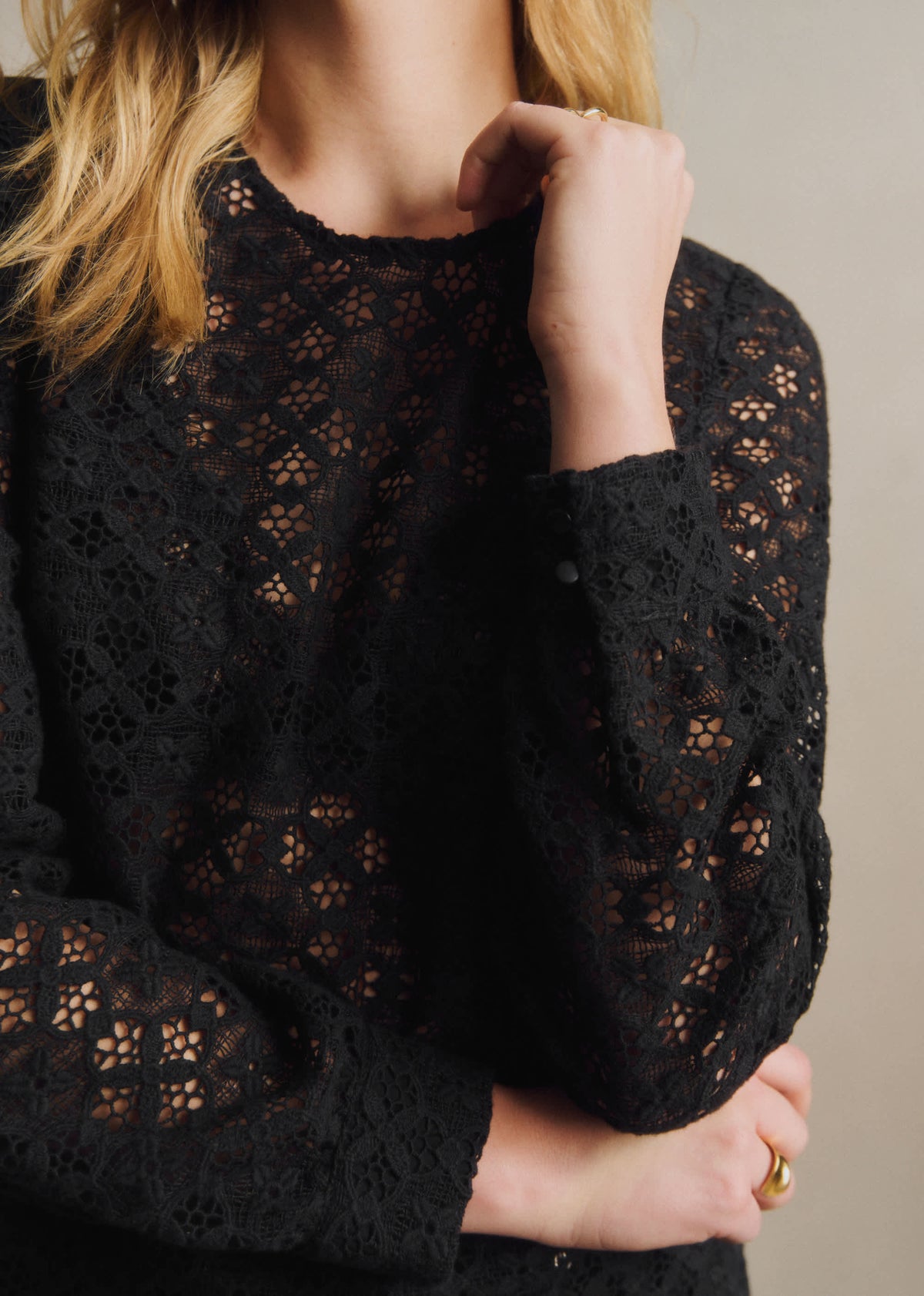 Blouse Jesse - Guipure Unie Noir