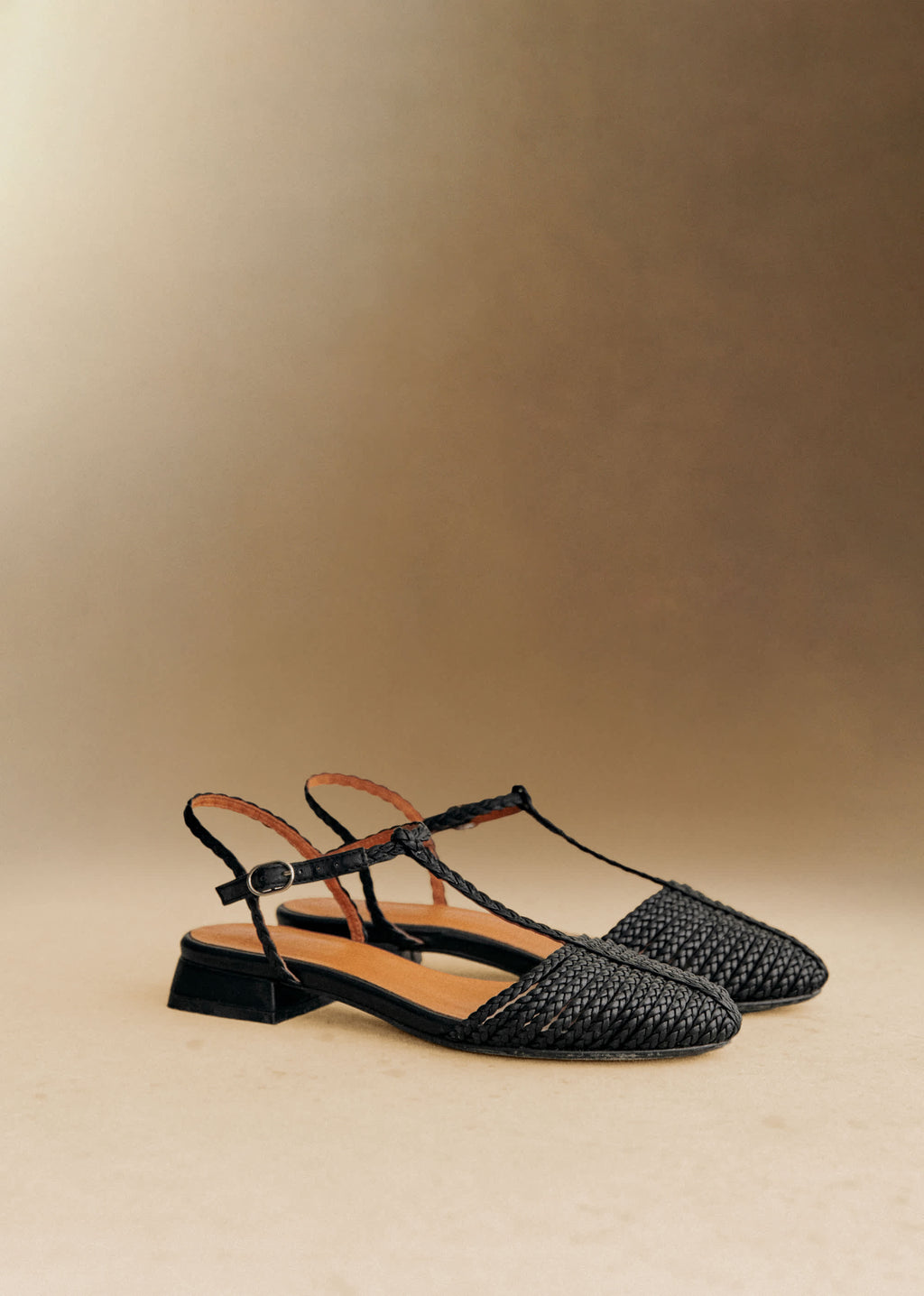 Sandales Low Aurore - Noir Lisse Tressé