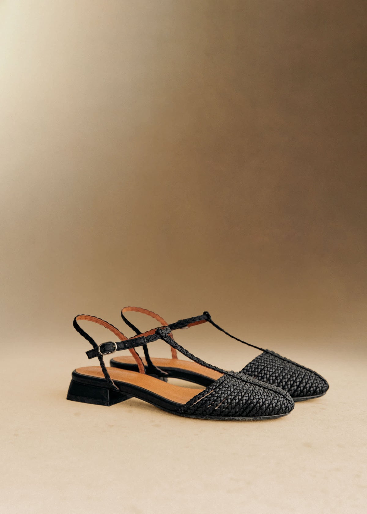 Sandales Low Aurore - Noir Lisse Tressé