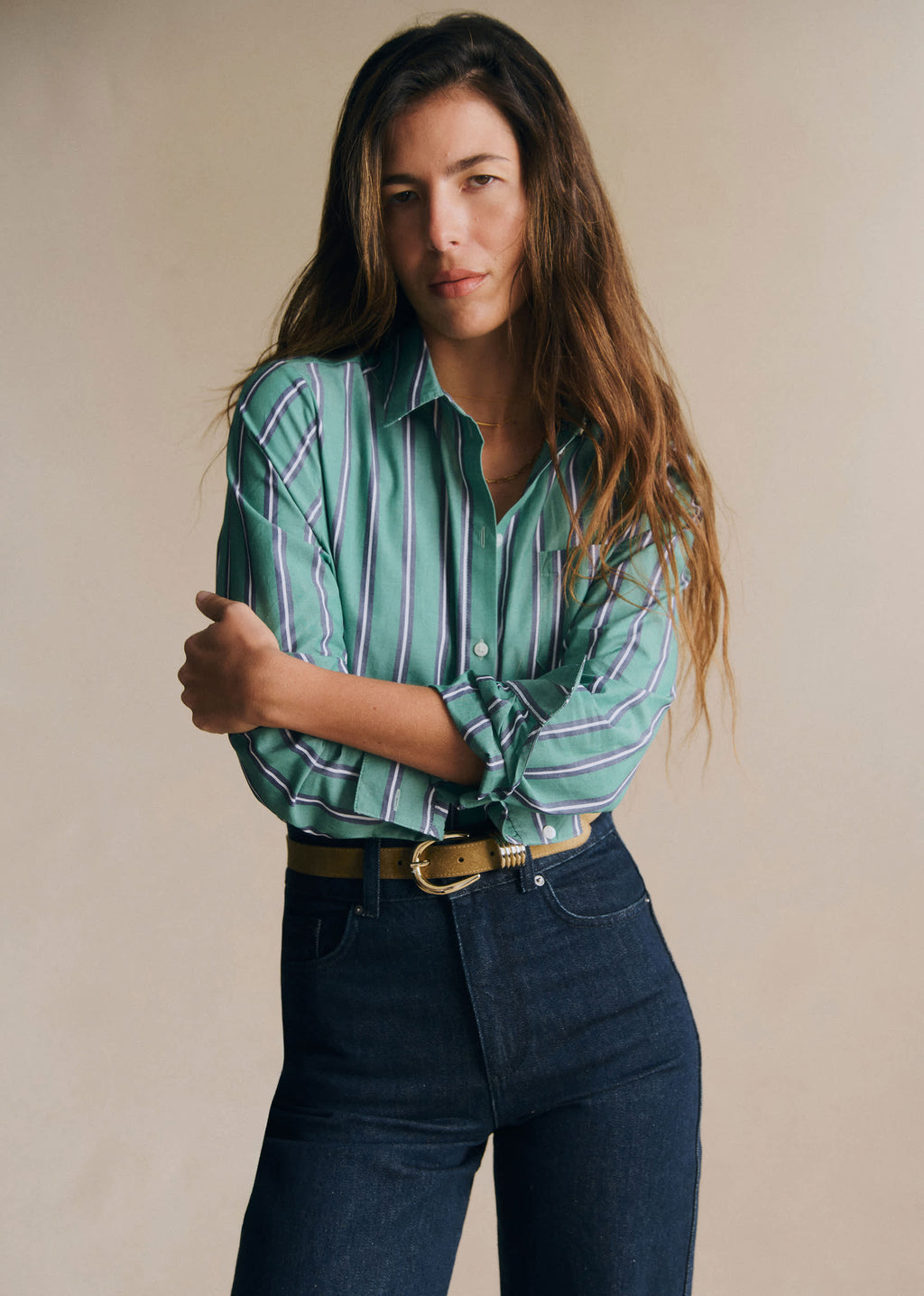 Chemise Tomboy - Rayures Vert Écru Marine