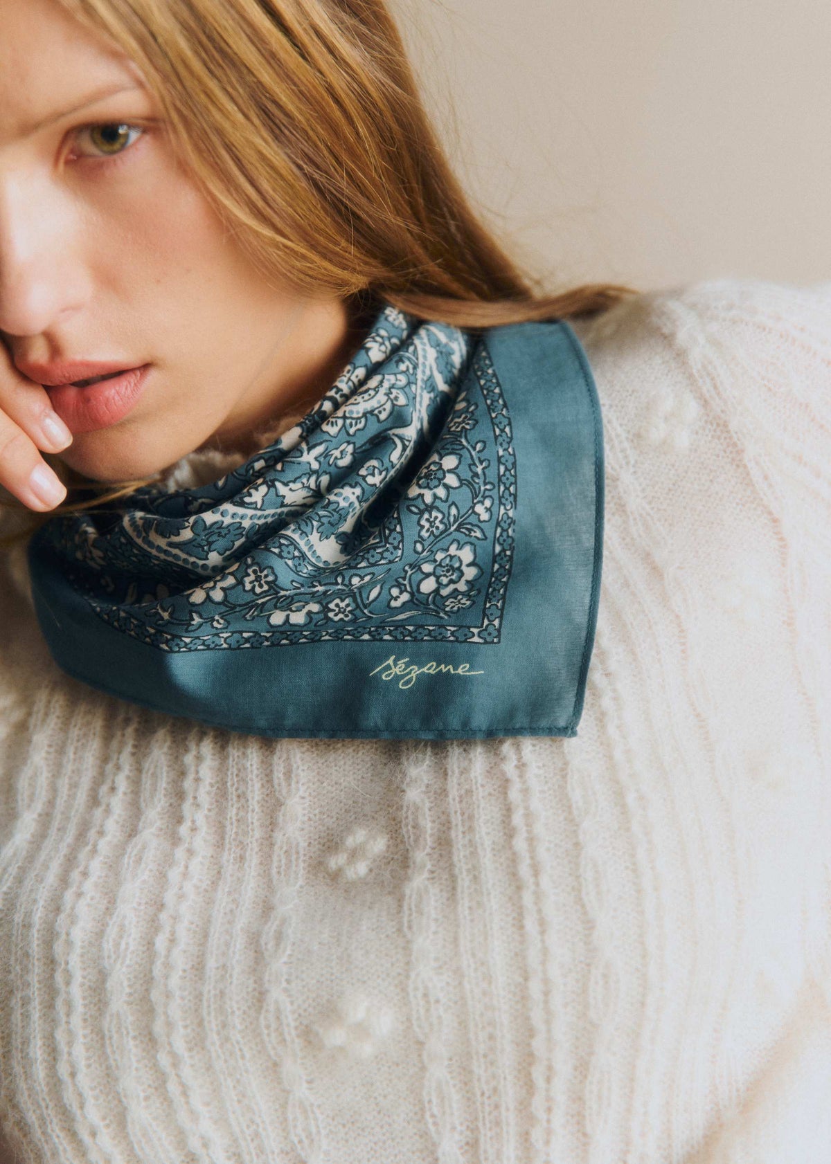 Foulard Gaston - Imprimé Sara Bleu Vintage Marine