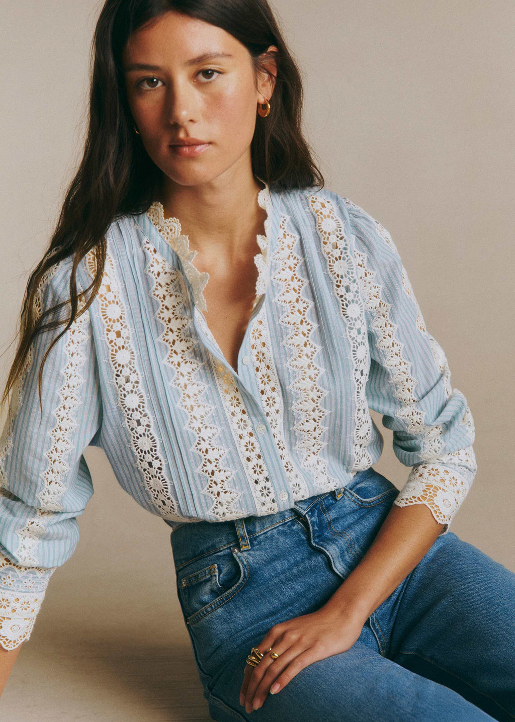 Chemise Rym - Rayure Bleu Ecru