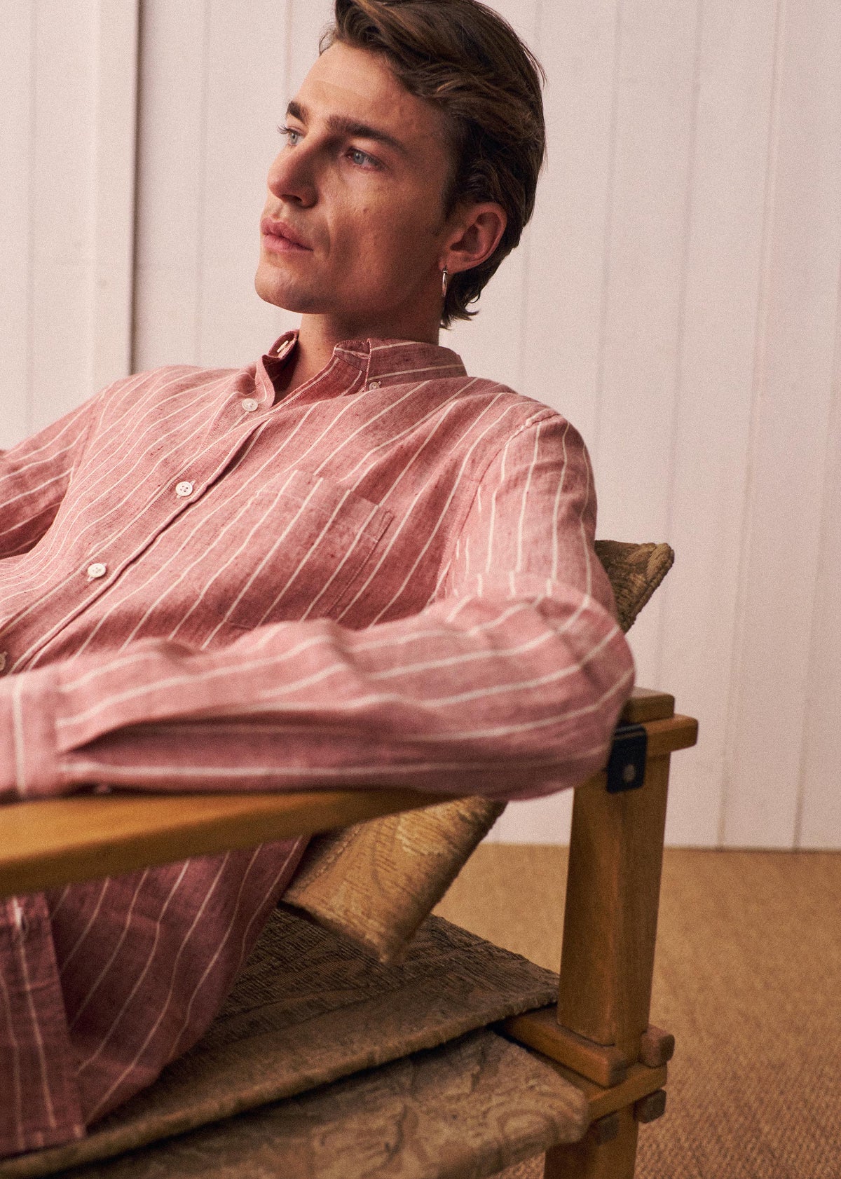 Chemise Charlie Coton Lin - Bordeaux Rayures Blanches