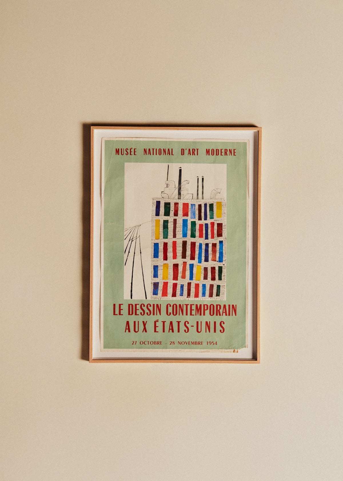 Affiche Musée National d'art moderne, Le dessin contemporain aux États-Unis, 1954 - 51 x 70,5cm