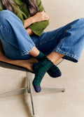 Chaussettes Carreaux - Marine / Bleu canard