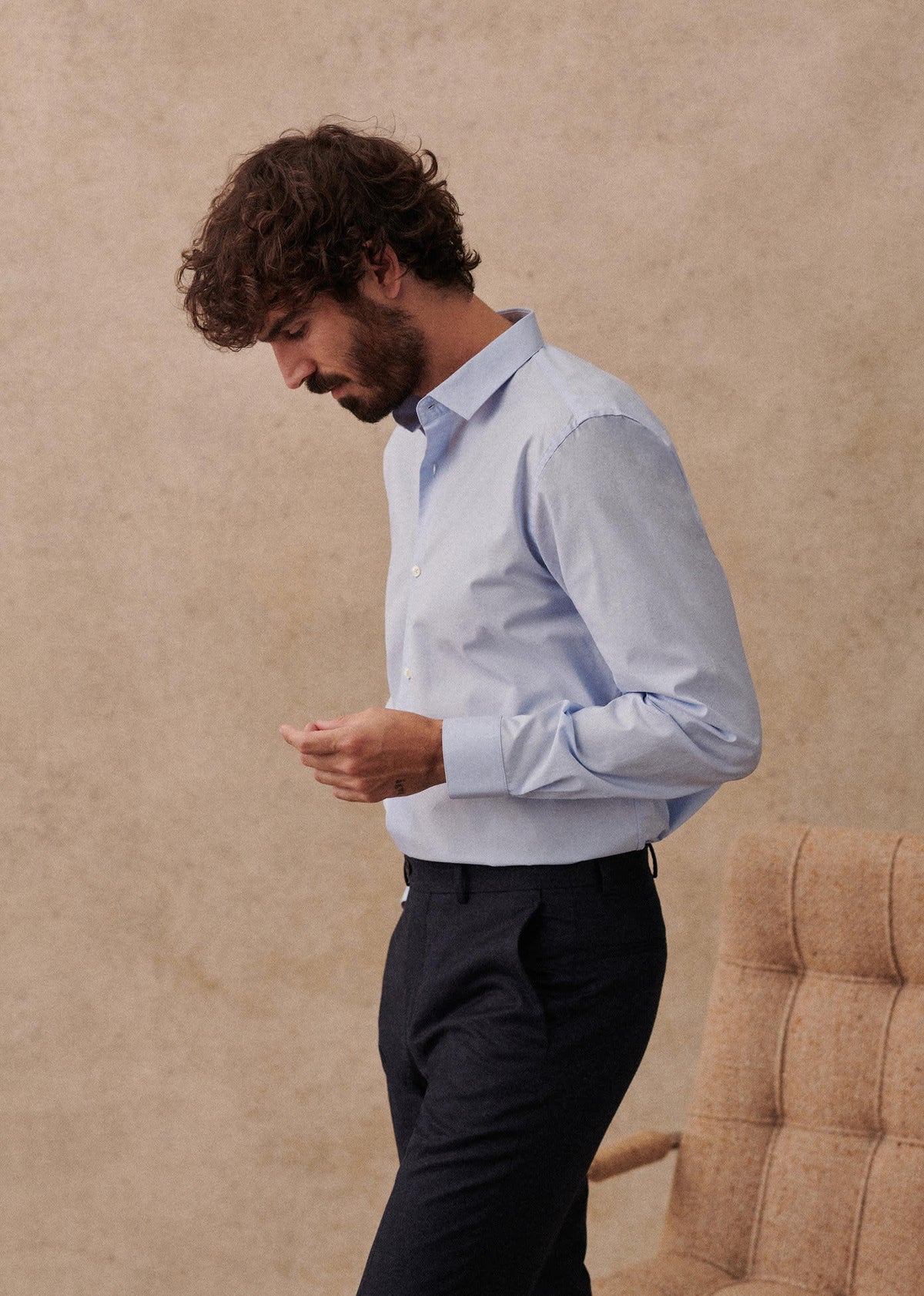 Chemise Allen Popeline - Fil à Fil Bleu