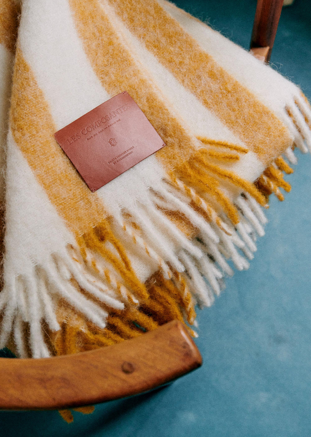 Plaid en mohair - Rayures ocres