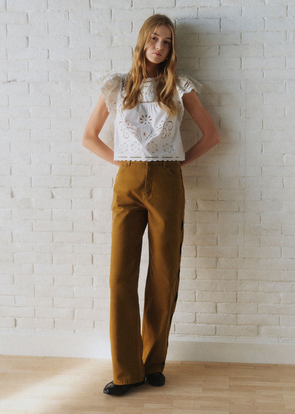 Pantalon Valentin - Sézane x SEA NY - Broderie Mordoré