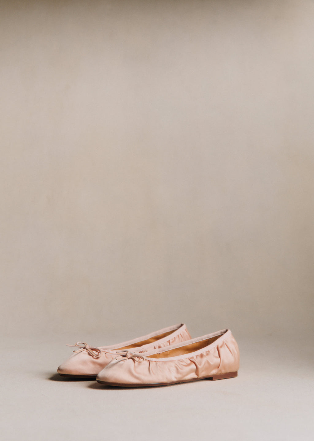 Ballerines Low Agathe - Rose Pâle Satin Plissé