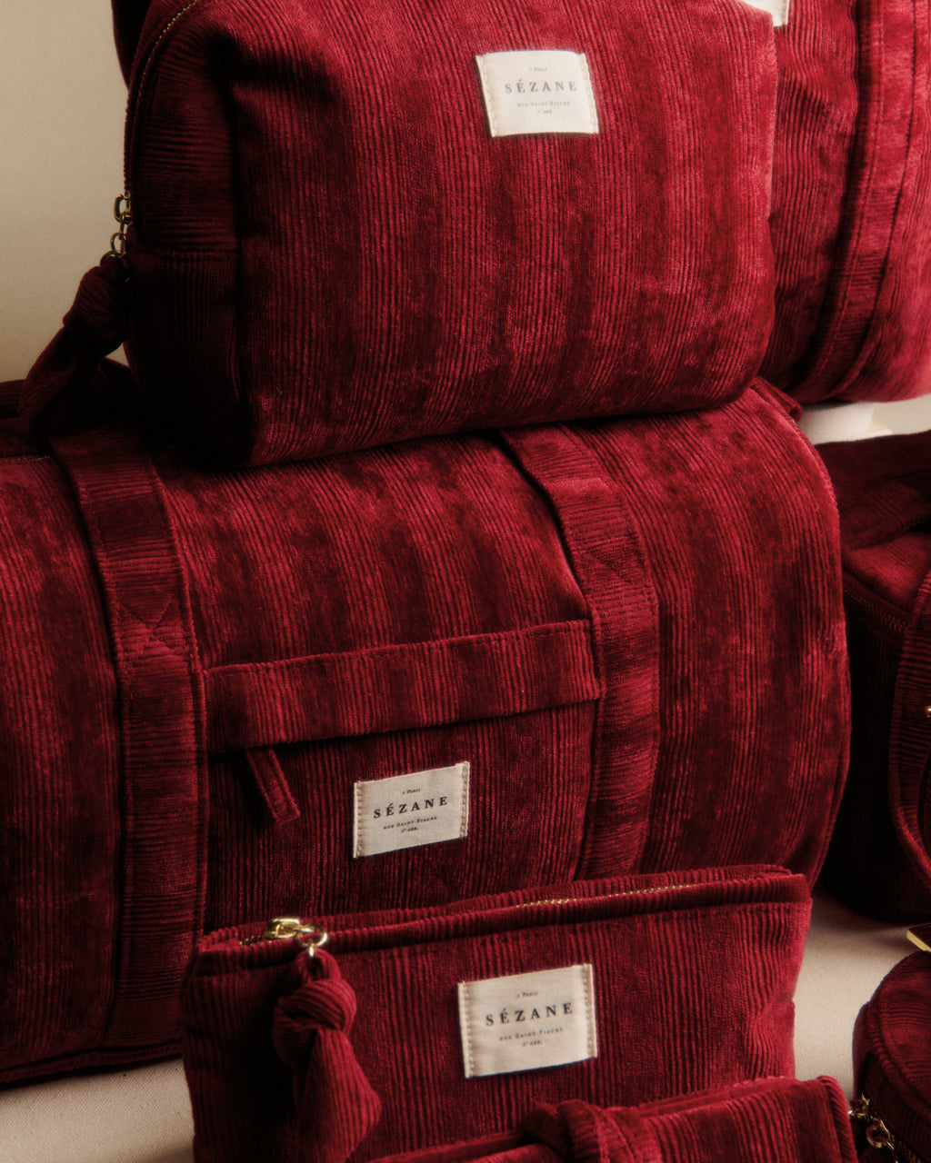 Bowling bag velours milleraie - Rouge