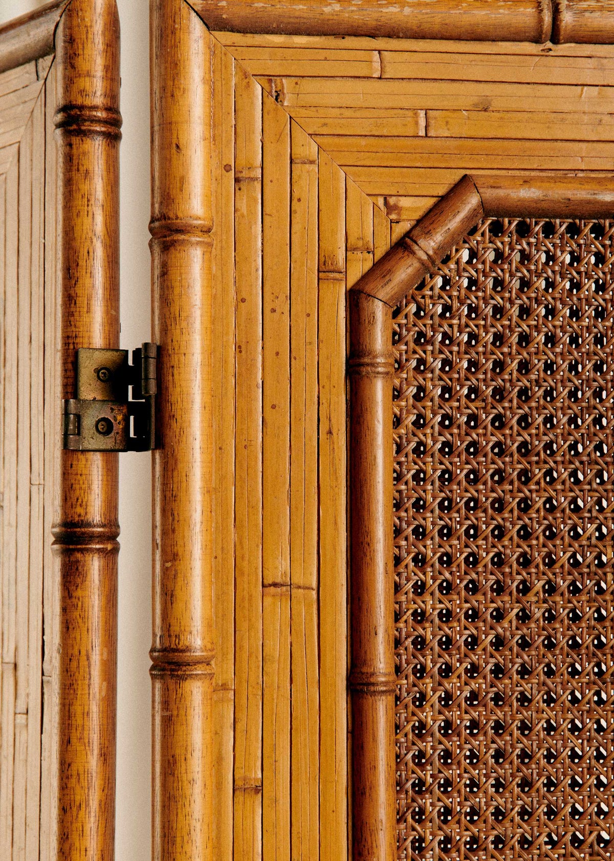 Paravent en bambou et cannage vintage - Bambou et cannage