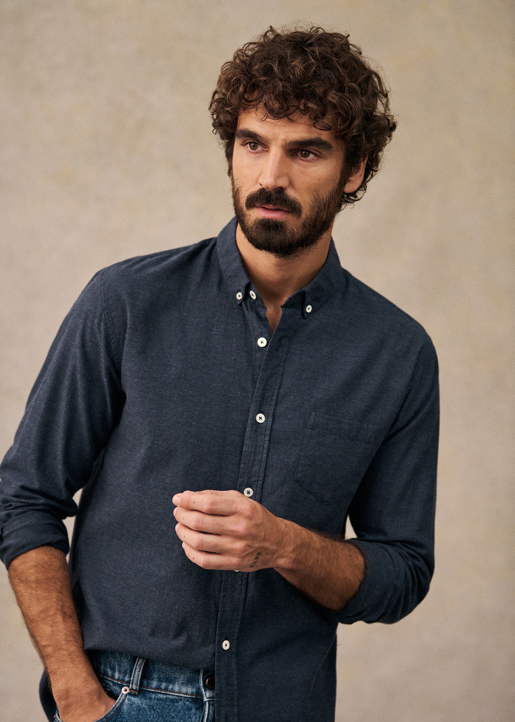Chemise Charlie Flanelle - Bleu Chiné