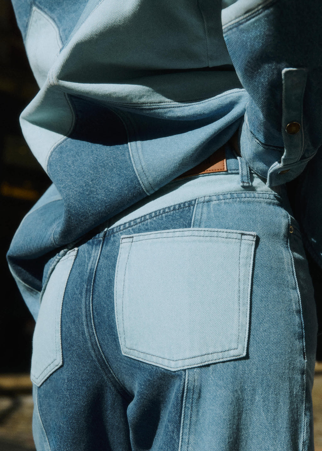 Pantalon Le Wide Leg - Patchwork Denim Bleu Clair