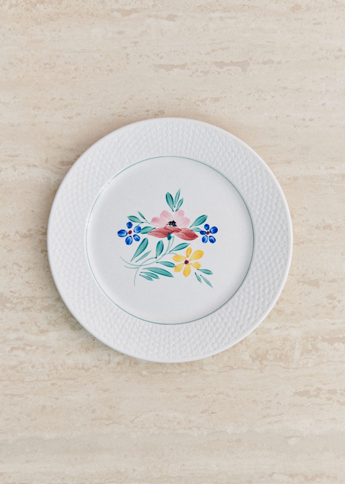 Assiettes anciennes, Fleurs des champs - Lot de 6 assiettes plates - Décor n°7