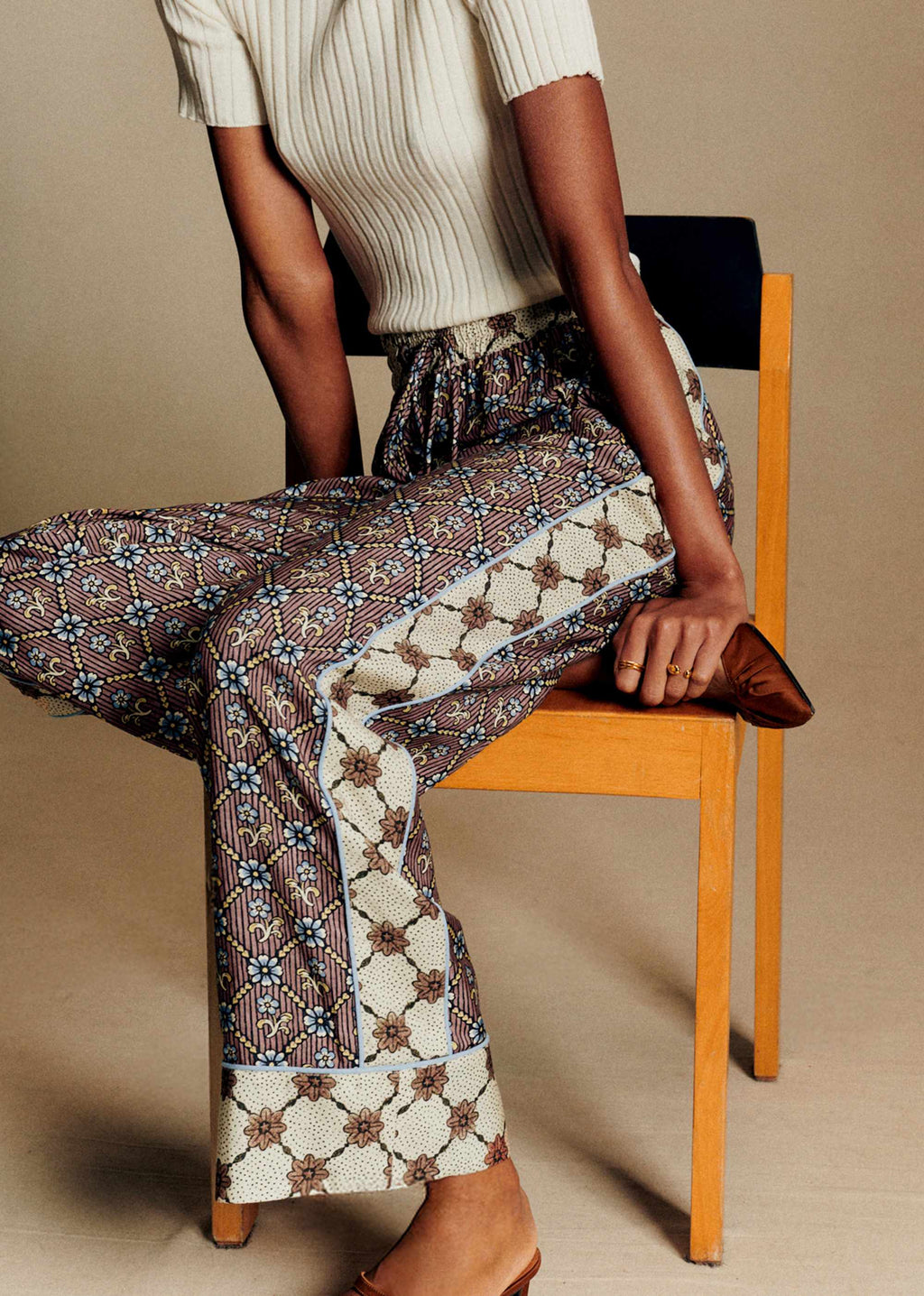 Pantalon Fabbio - Sézane x Antoinette Poisson - Imprimé Coeur Garance