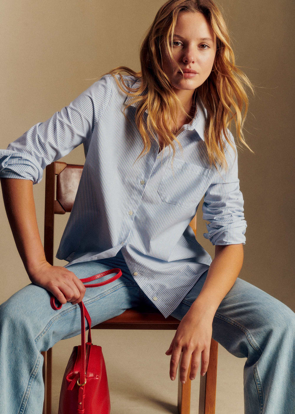 Chemise Tomboy - Rayure Ecru Bleu Ciel