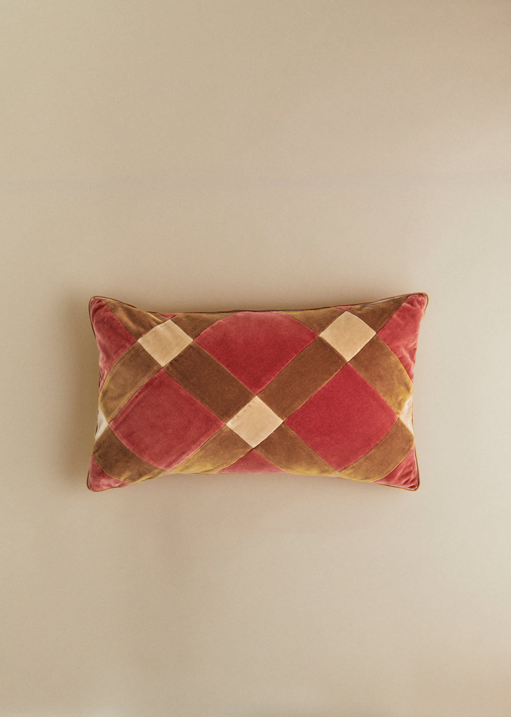 Coussin Velours Patchwork - Petit modèle - Blush et Caramel