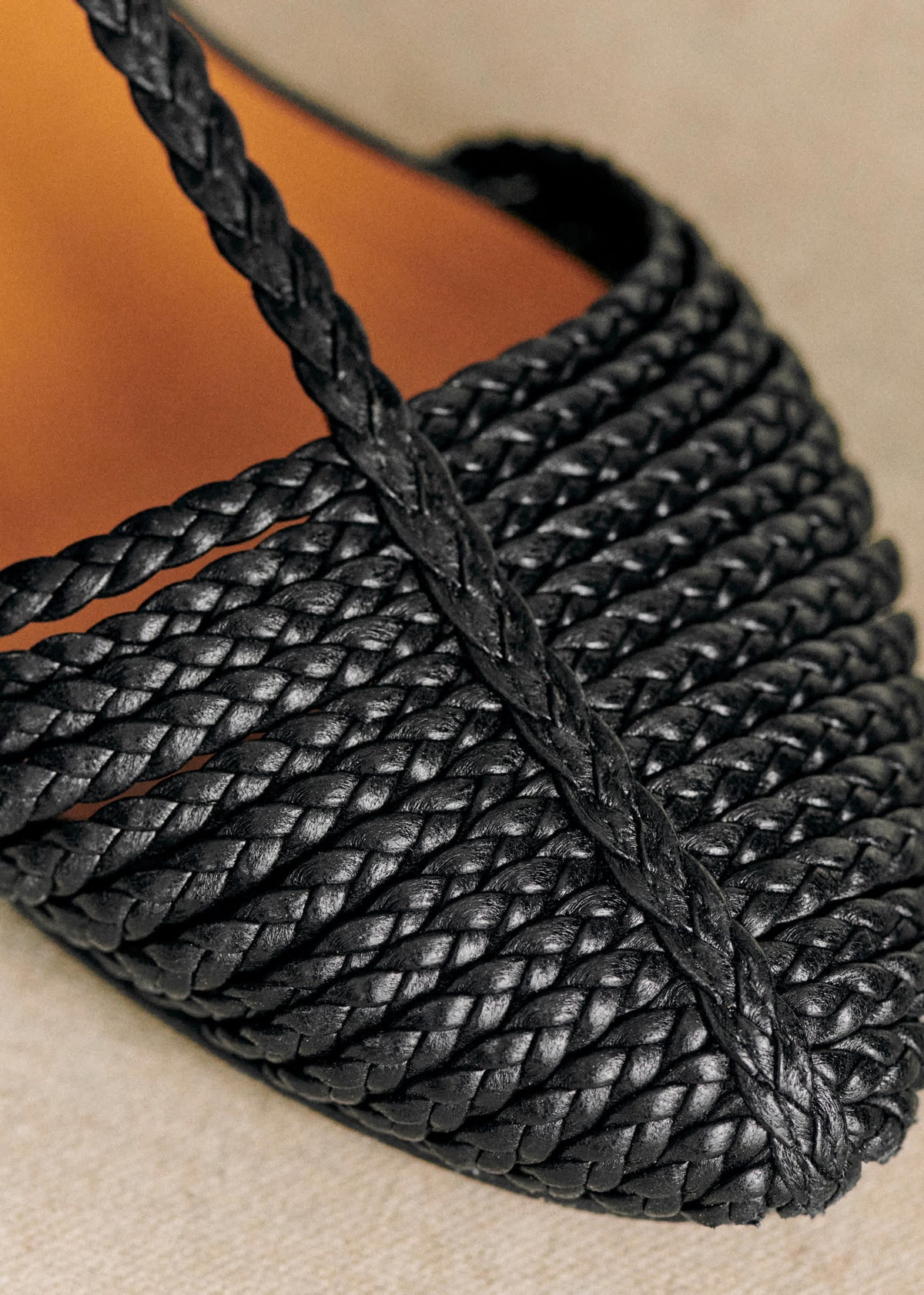 Sandales Low Aurore - Noir Lisse Tressé