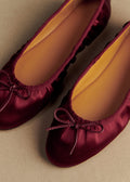 Ballerines Low Agathe - Bordeaux Satin Plissé