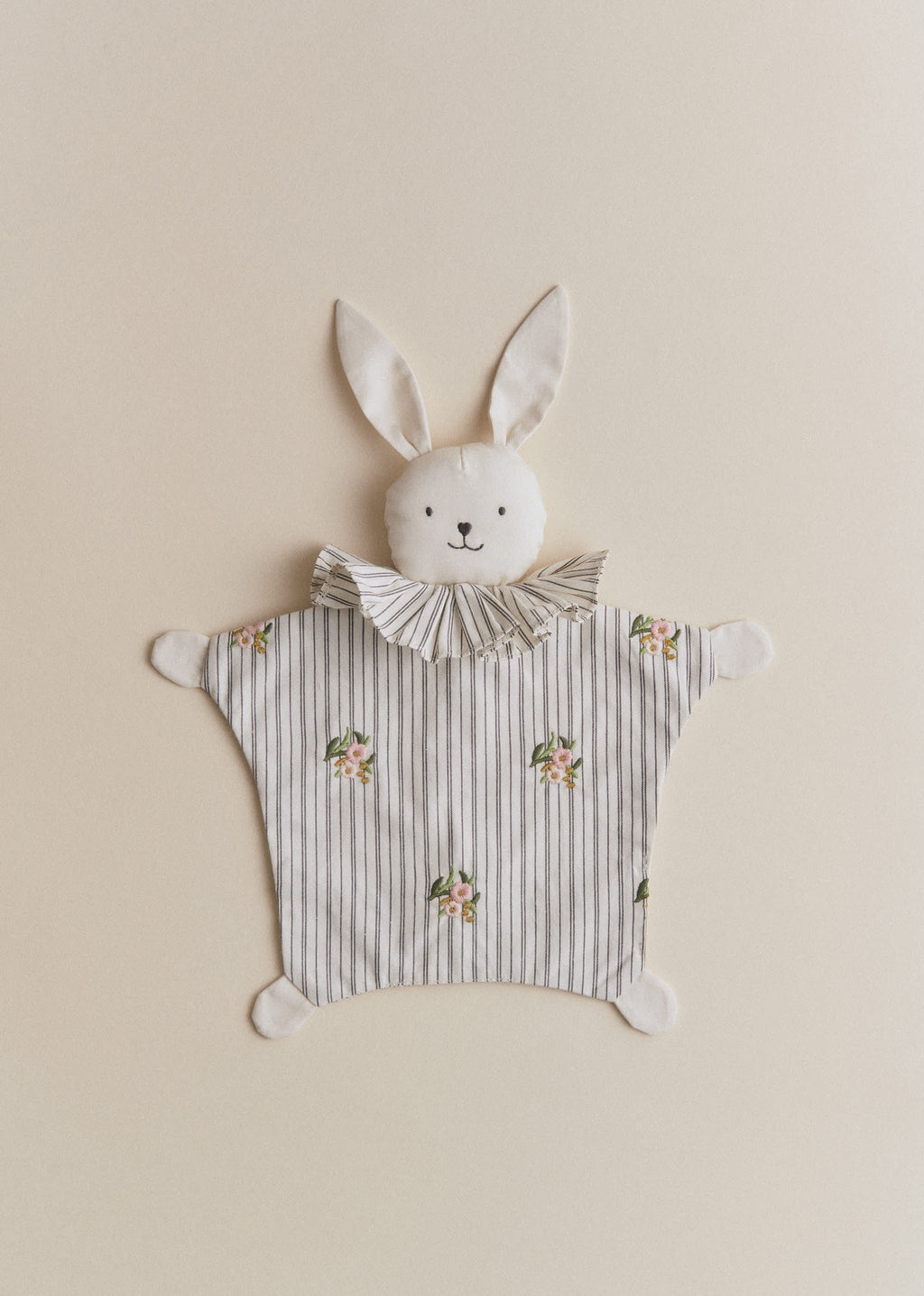 Peluche Doudou - Rayures Broderies Fleurs