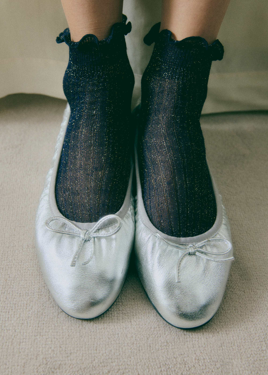 Chaussettes Diane - Bleu Marine Lurex Doré