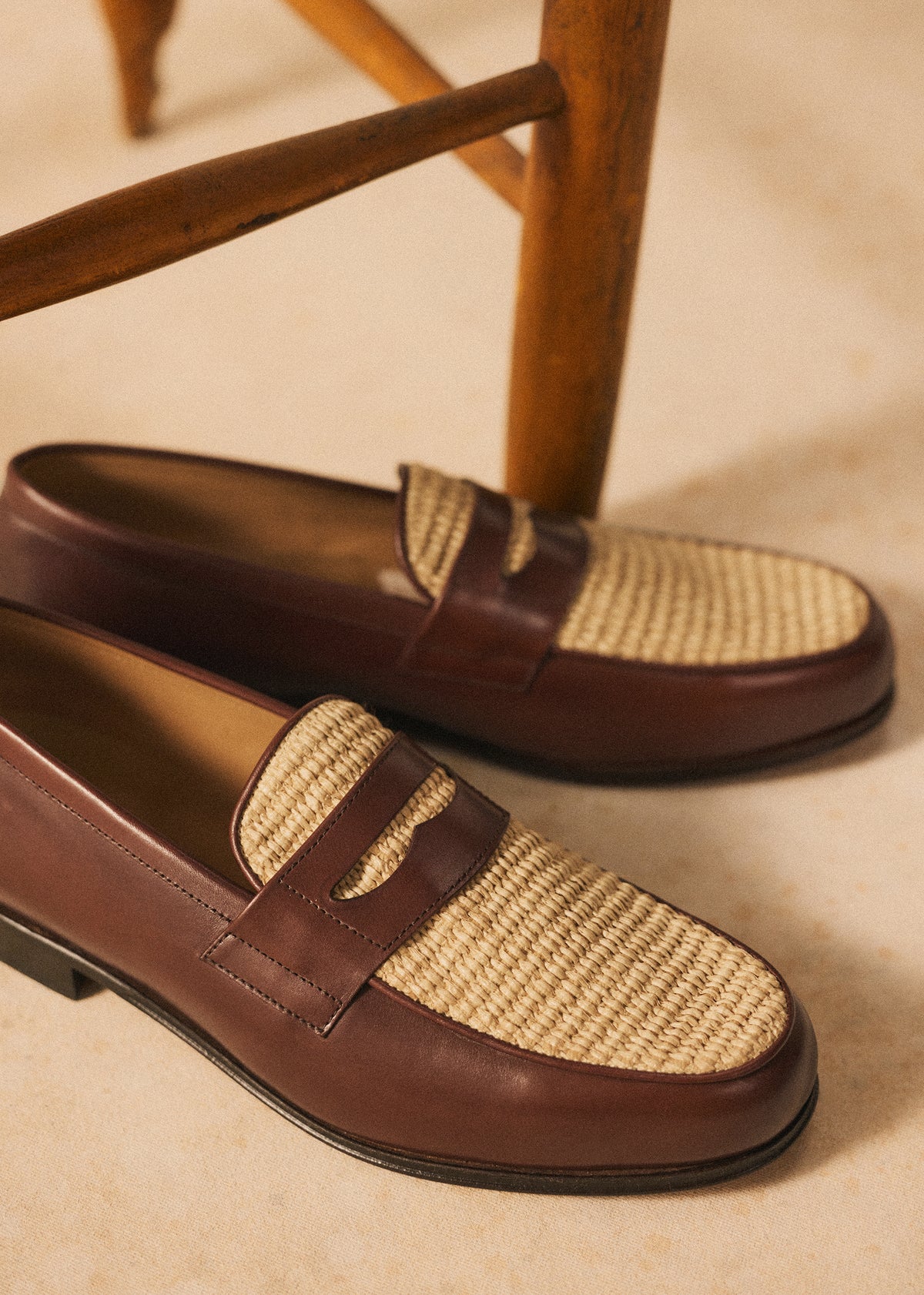 Mocassins Elvis - Chocolat / Raphia