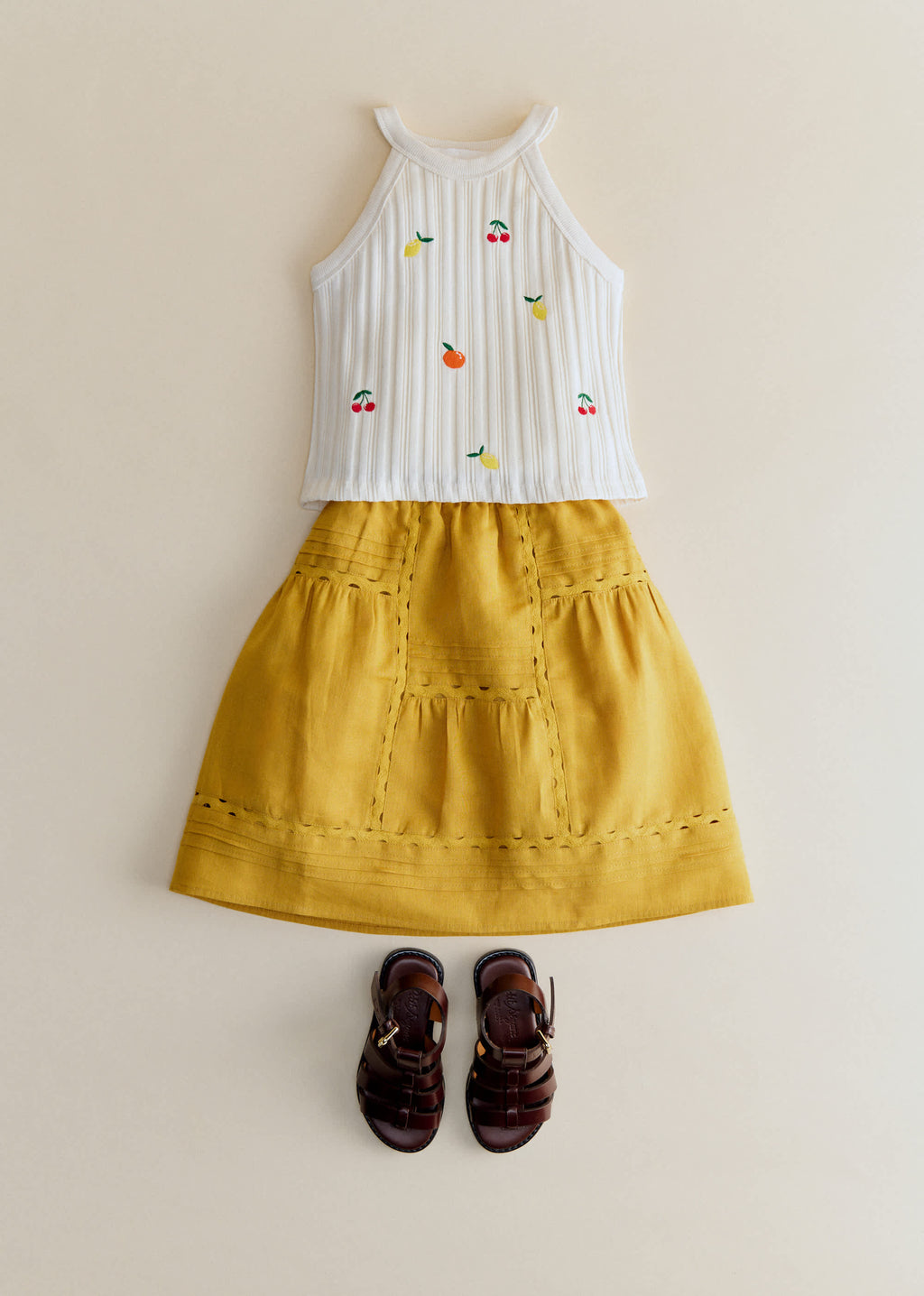 Top Abbie - Ecru / Broderie Fruit