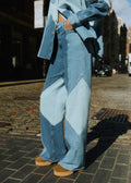 Pantalon Le Wide Leg - Patchwork Denim Bleu Clair