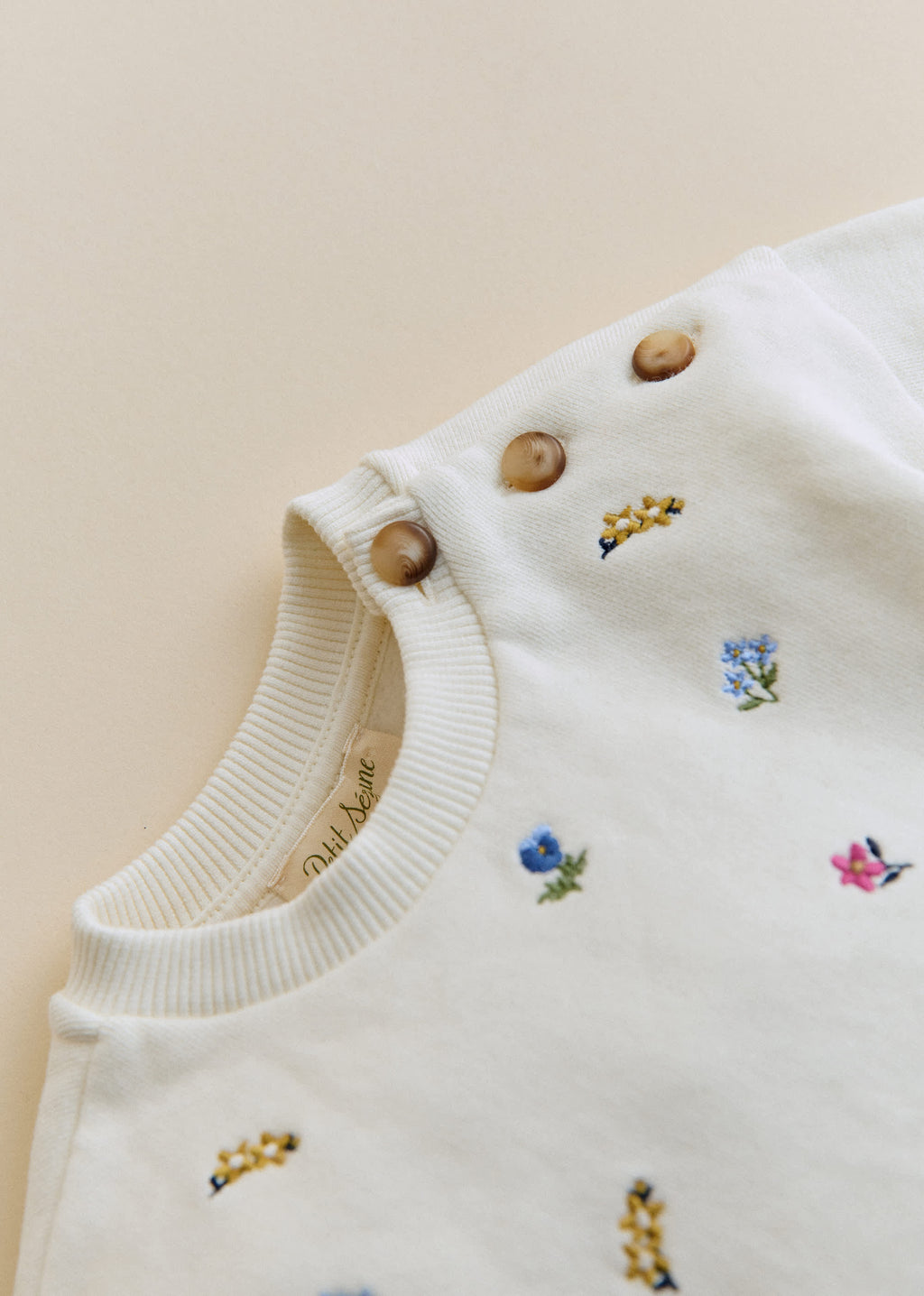 Sweat-Shirt Lulu - Ecru / Broderie Champ de fleurs