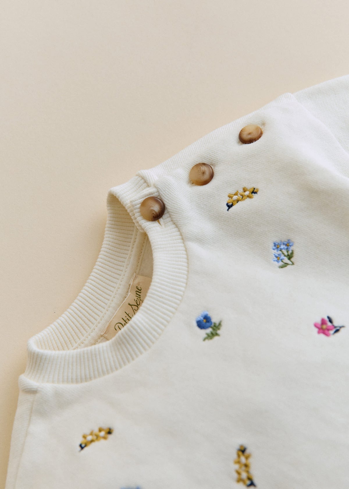 Sweat-Shirt Lulu - Ecru / Broderie Champ de fleurs