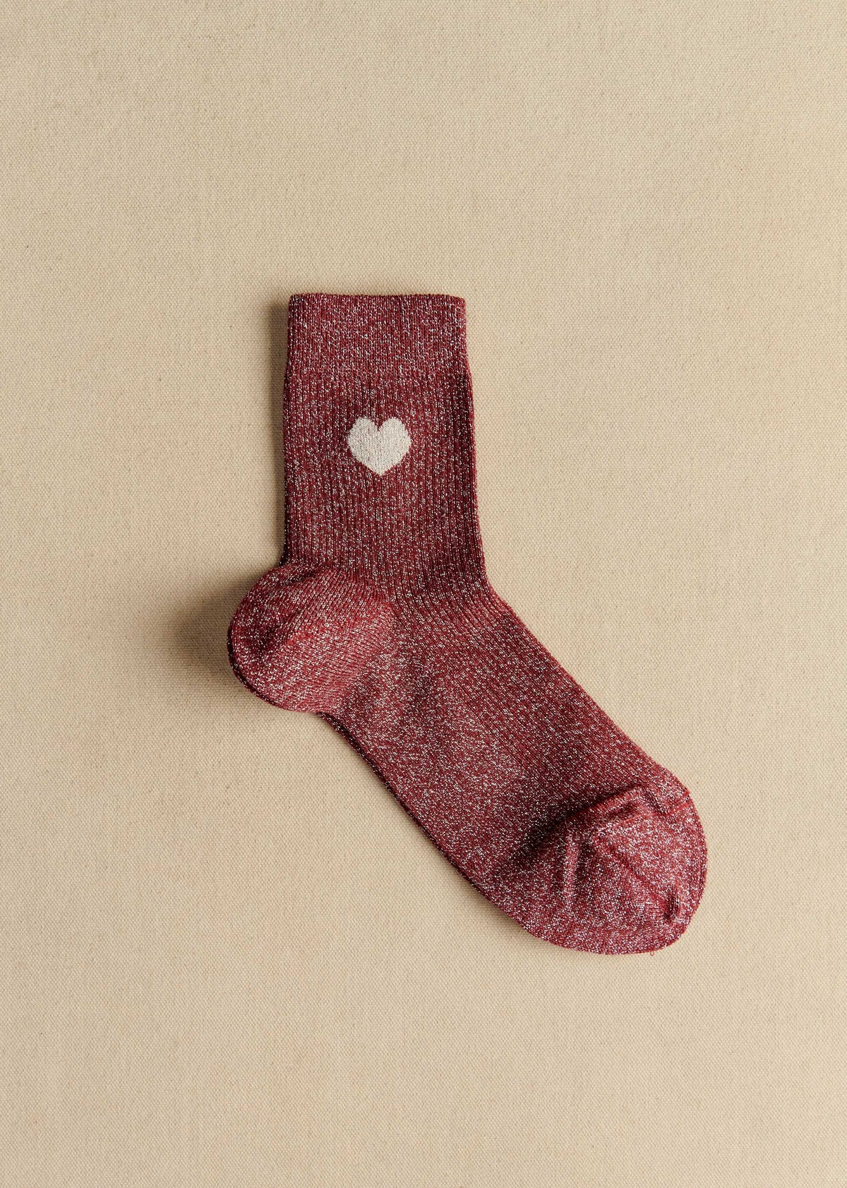 Coffret de 3 chaussettes lurex coeur - Bordeaux Argent Gris