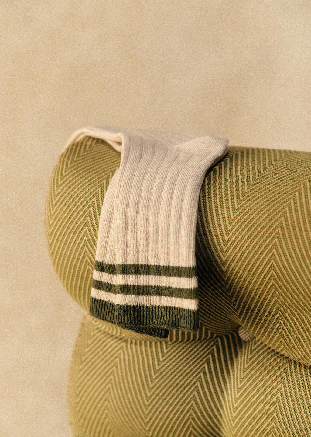 Chaussettes Russel - Écru Rayures Kaki