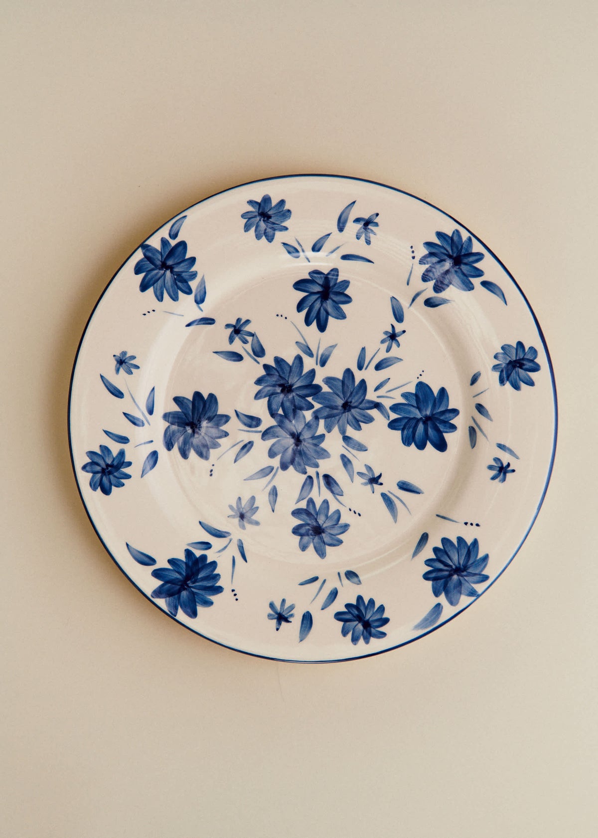 Set de 4 assiettes plates - Fleurs de Jardin - Bleu Vintage
