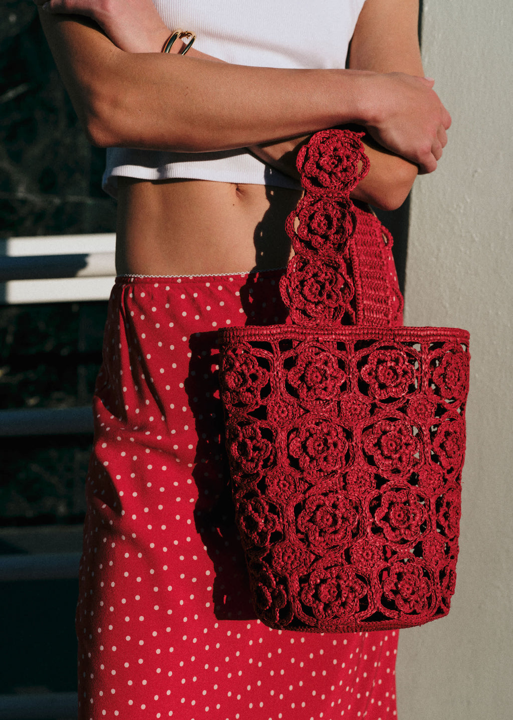 Panier Marcia - Raphia Rouge