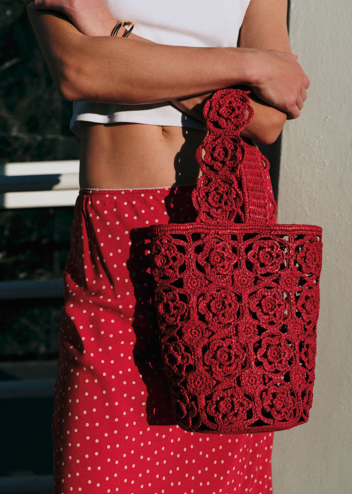 Panier Marcia - Raphia Rouge