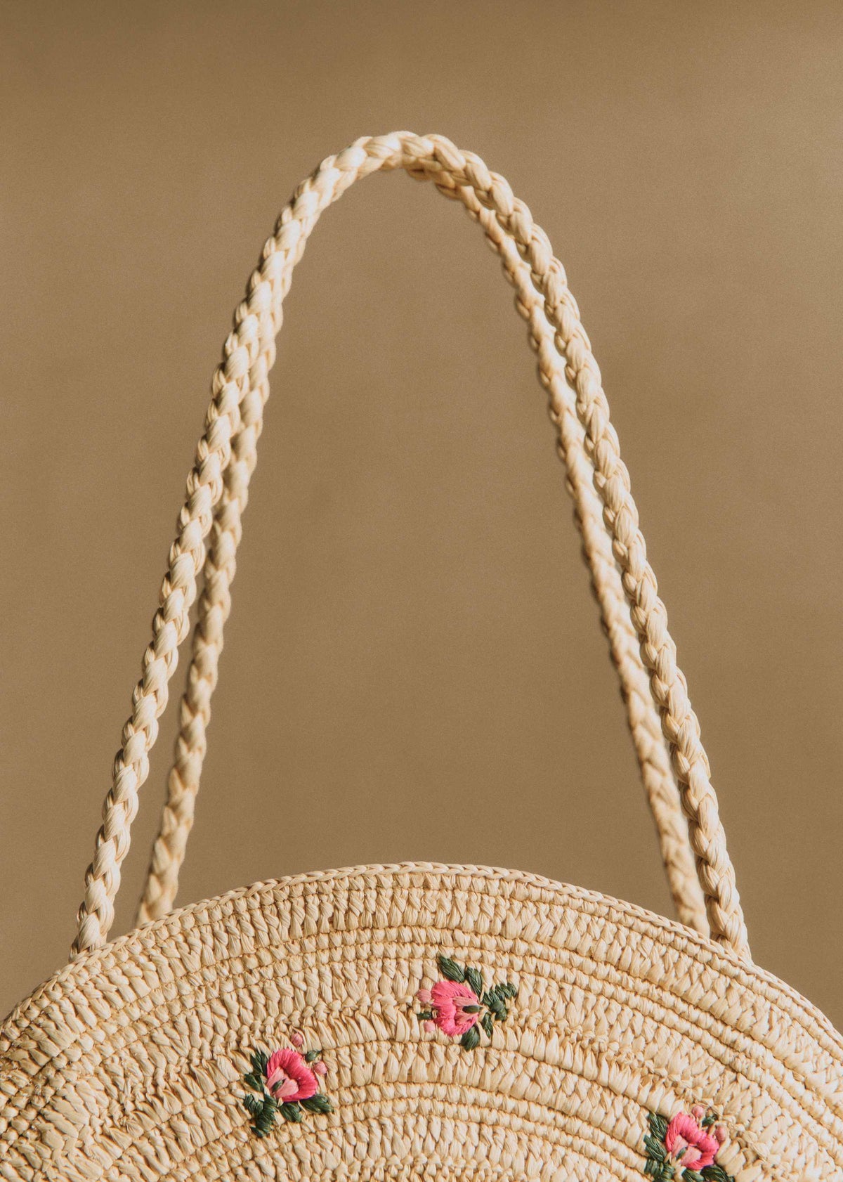 Panier June - Naturel broderies fleurs muti