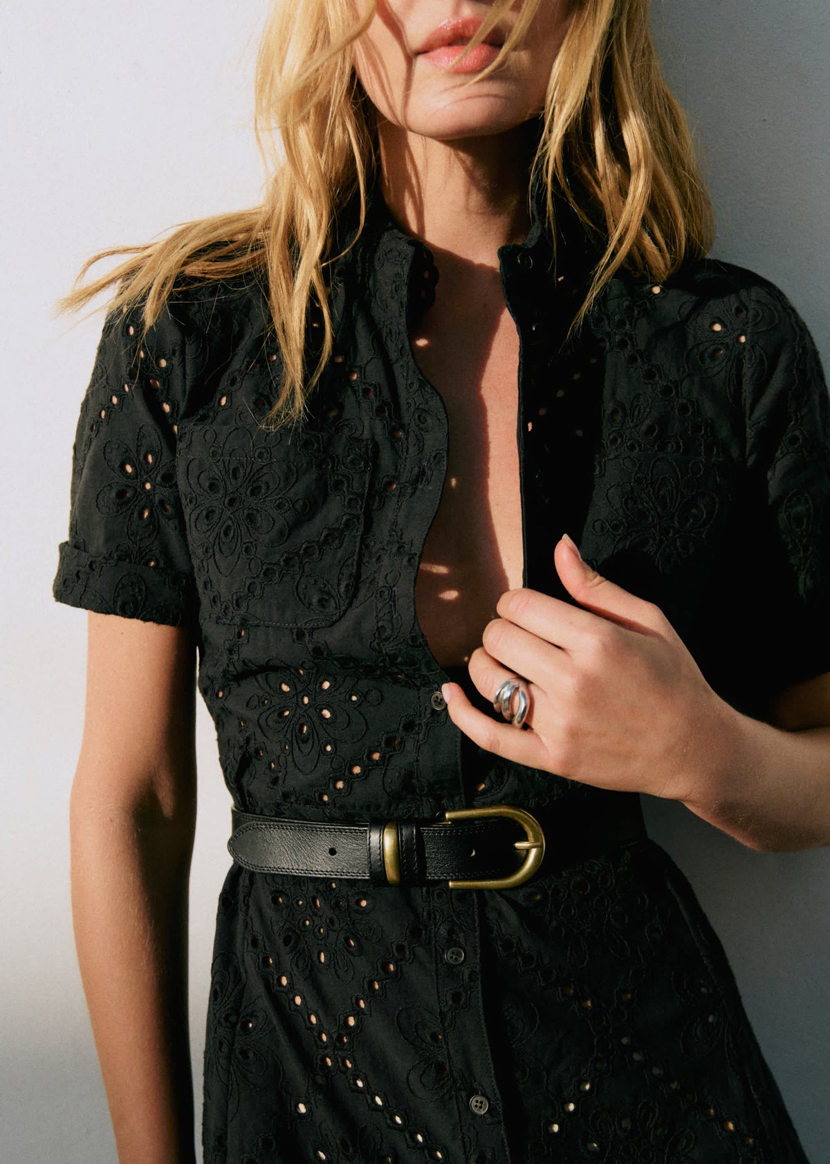 Robe Adèle - Broderie Unie Volute Noir