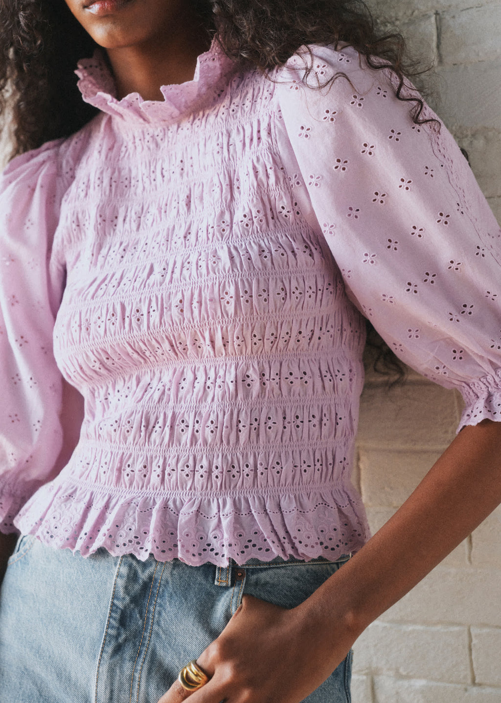 Blouse Neal - Sézane x SEA NY - Broderie Unie Lilas