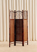 Paravent en bambou et cannage foncé vintage - Bambou et cannage