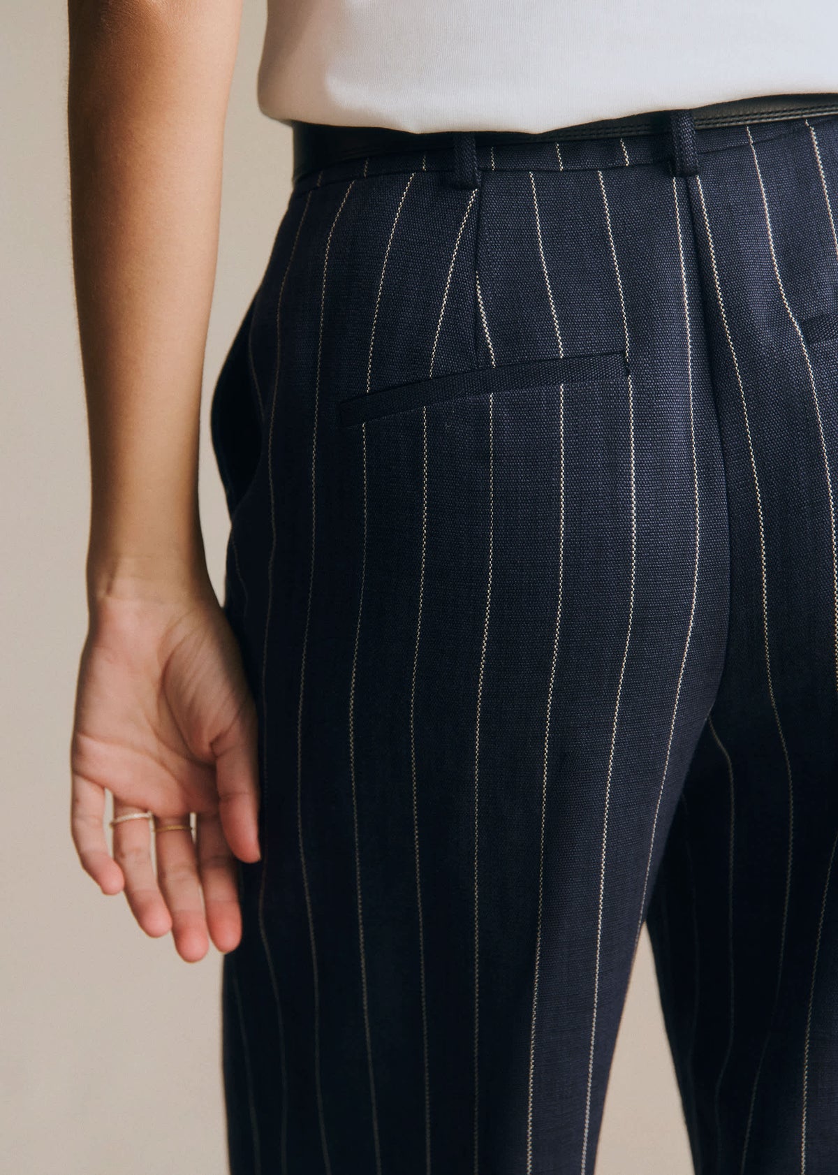 Pantalon Matheo - Rayures Tennis Écru Fond Bleu