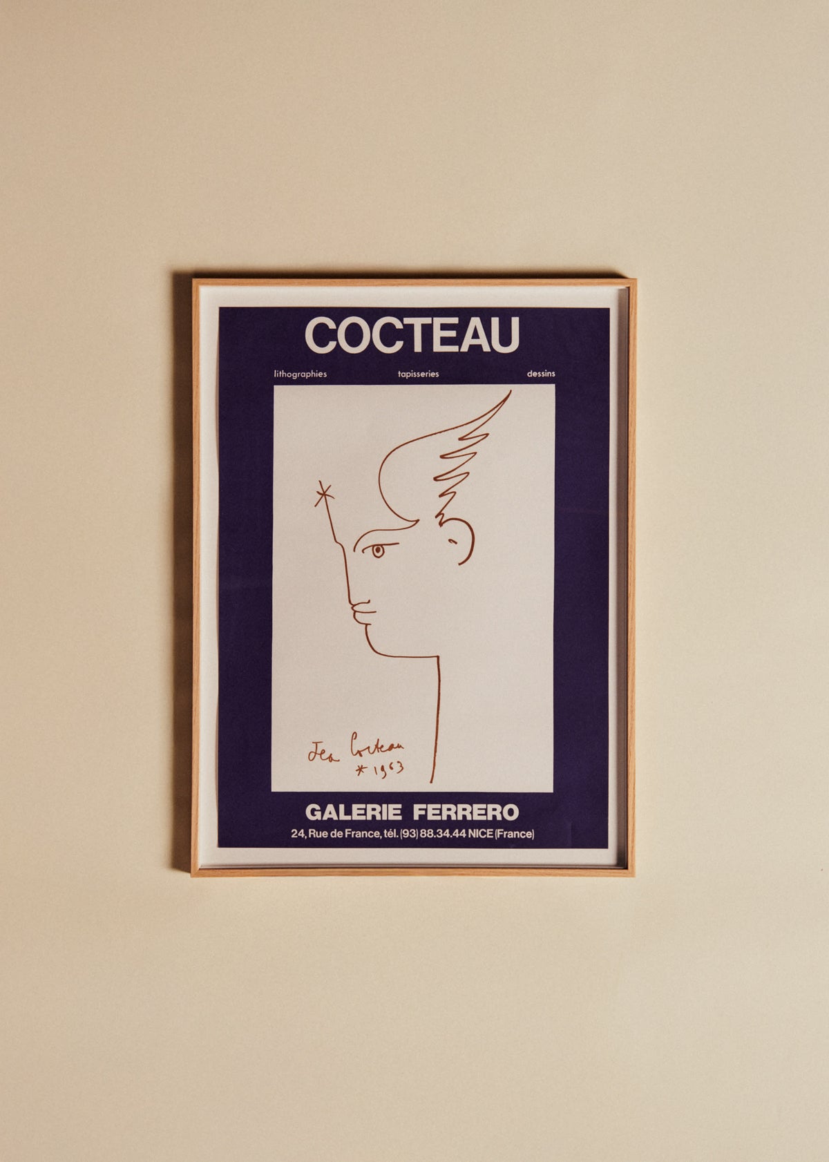 Affiches Affiche Galerie Ferrero, Cocteau - 55 x 74 cm