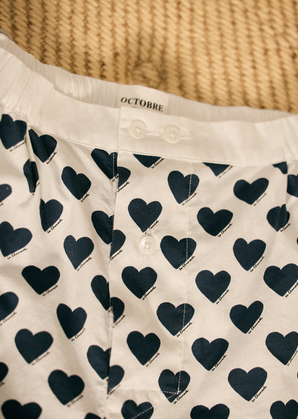 Caleçon Coeur Chamade - Blanc / Indigo