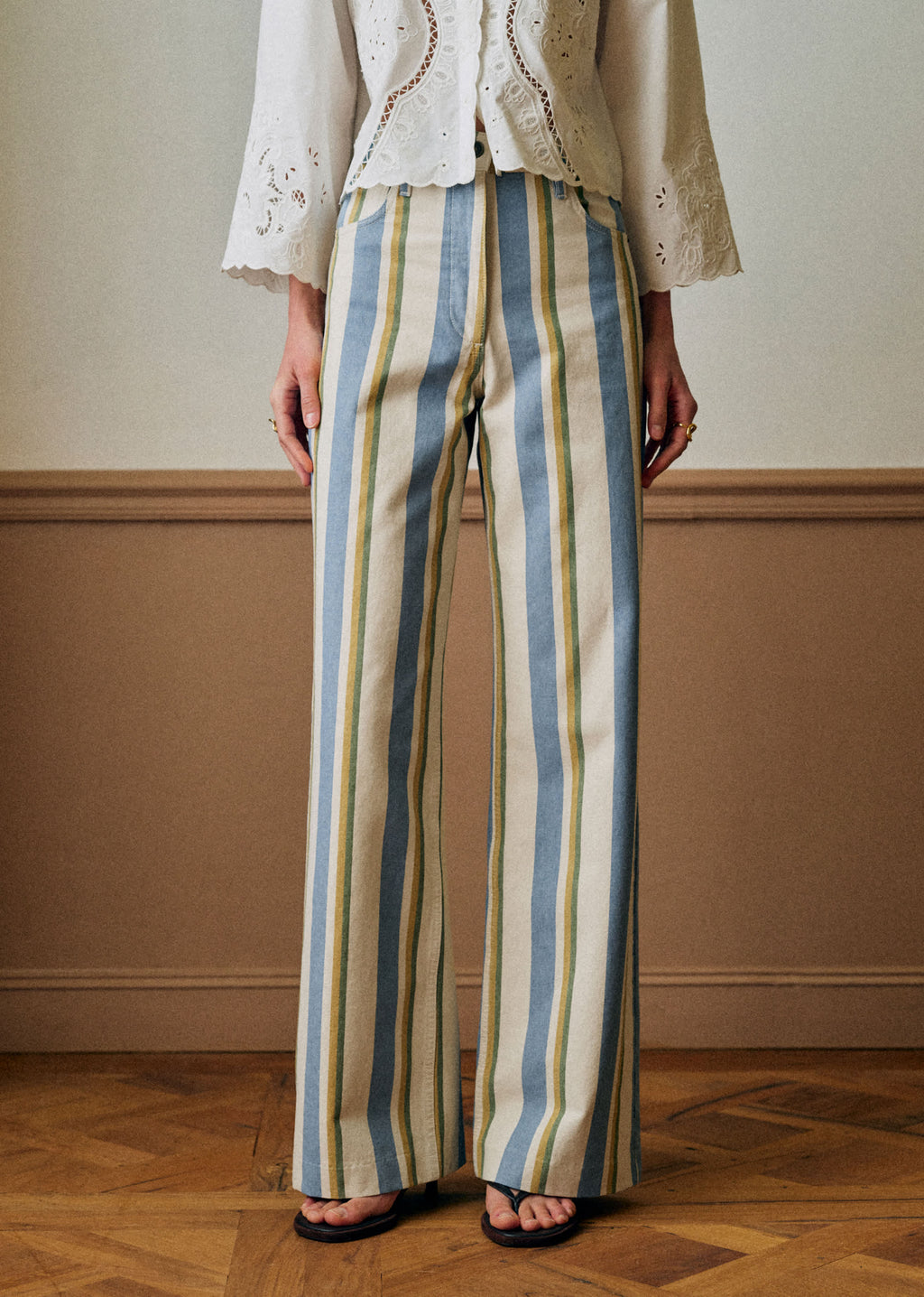 Pantalon Soan - Rayures Bleu Ecru Jaune